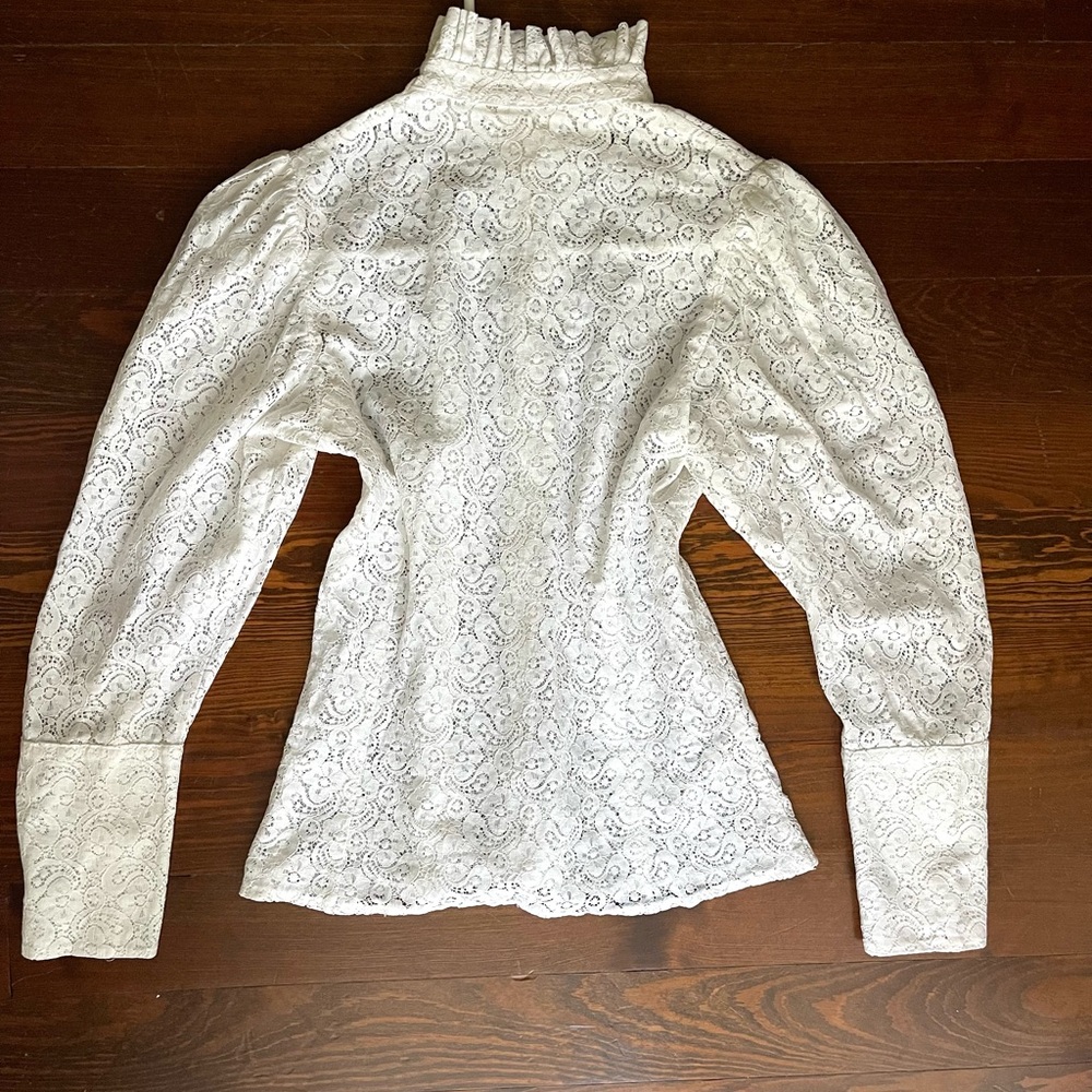 Vintage Elegant White Lace Women's Blouse - Picture 6 of 6